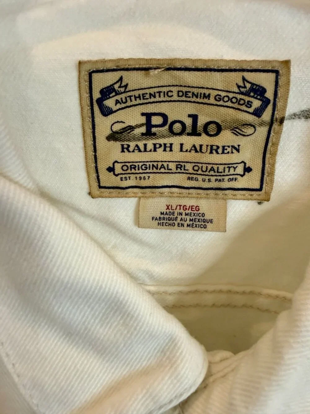 Polo Ralph Lauren White Circle P Graphic Denim Trucker Jacket NWT - Size XL